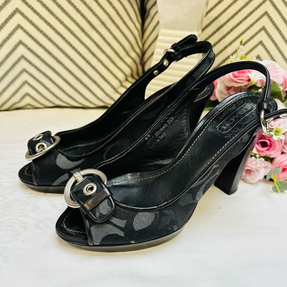 Coach Signature Logo with Black Leather Heel, Size 8 - Picture 9 of 15